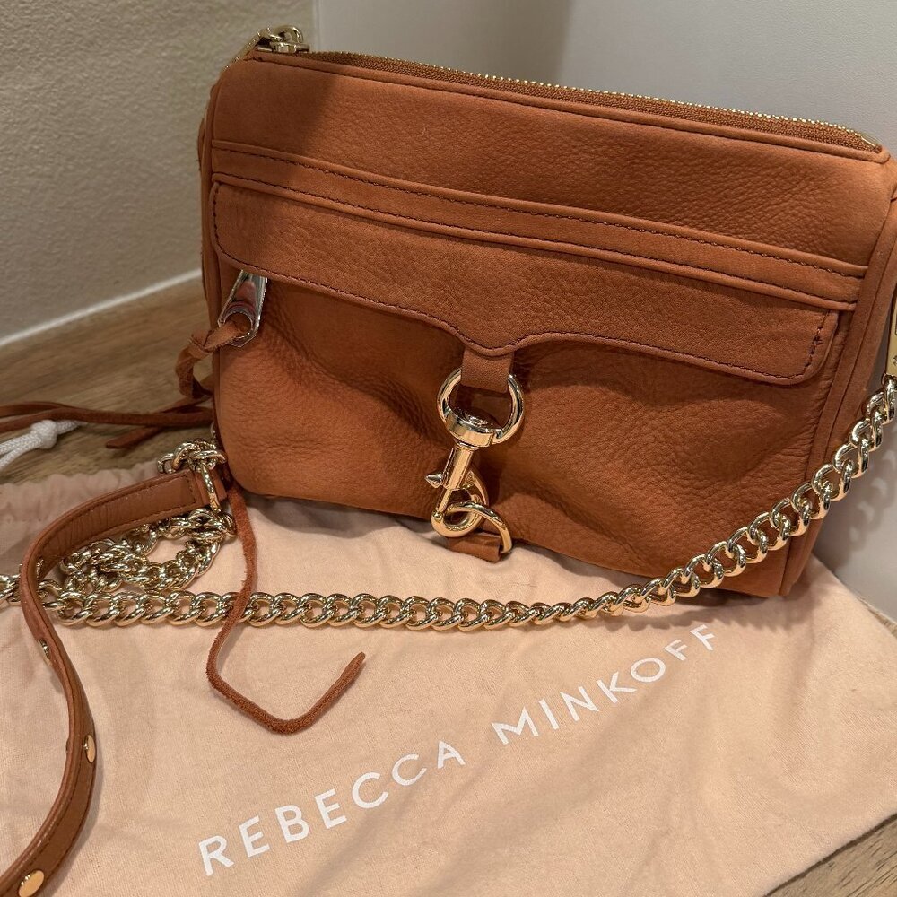 Rebecca Minkoff Mini MAC Tan Suede Crossbody Bag with Tassels